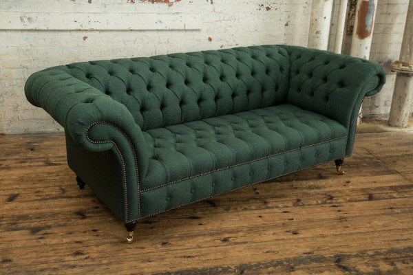 Klassieke Chesterfield design bank 3-zits sofa bank fluweel groot 225 cm leer