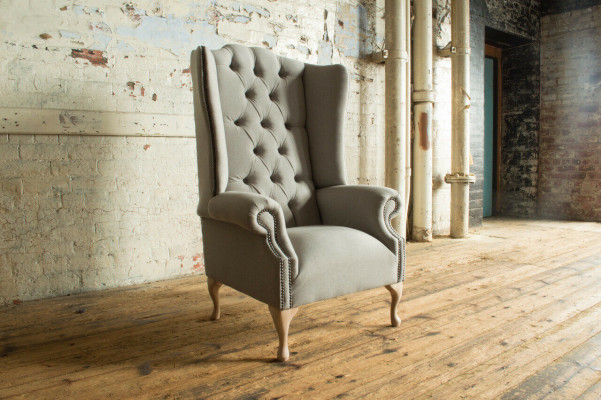 Chesterfield oorfauteuil bank fauteuil beklede leunstoel woonkamer relax club.