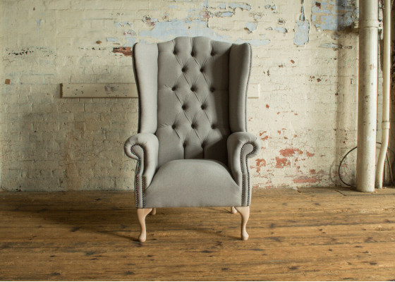 Chesterfield oorfauteuil bank fauteuil beklede leunstoel woonkamer relax club.