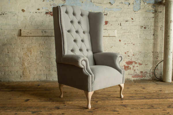 Chesterfield oorfauteuil bank fauteuil beklede leunstoel woonkamer relax club.