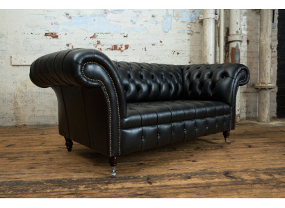 Chesterfield Originele Sofa JVMoebel Bank Textiel Sofa's Banken Stof Zwart Nieuw