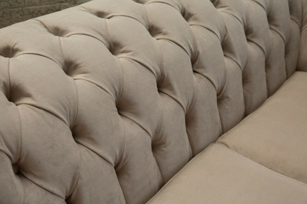 Chesterfield Sofa 2-zitsbank Stoffen Designer Banken Sofa's Set Beige Fluweel