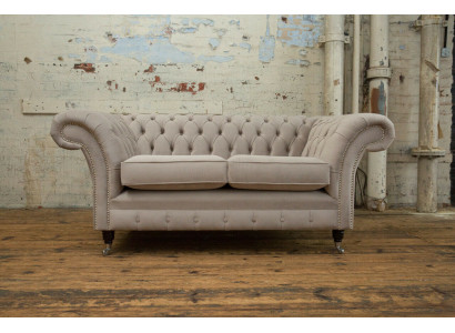 Chesterfield Sofa 2-zitsbank Stoffen Designer Banken Sofa's Set Beige Fluweel