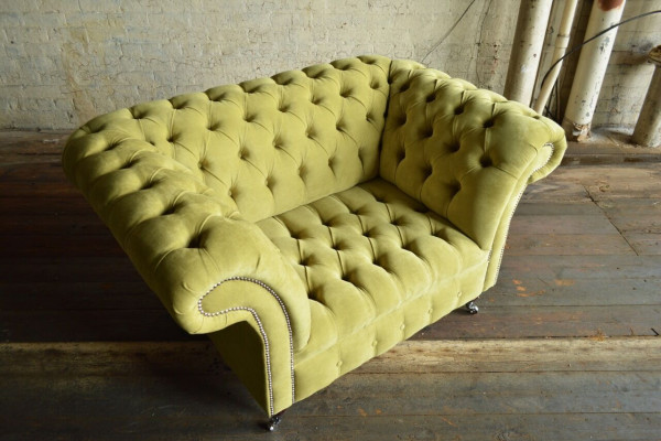 Chesterfield Design Stoffbank Fauteuil 1,5-zitter Gestoffeerde Sofa's Lounge Fluweel Groen