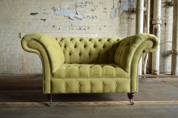 Chesterfield Design Stoffbank Fauteuil 1,5-zitter Gestoffeerde Sofa's Lounge Fluweel Groen