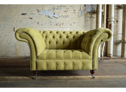Chesterfield Design Stoffbank Fauteuil 1,5-zitter Gestoffeerde Sofa's Lounge Fluweel Groen