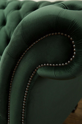 Chesterfield Design Stof Bank Fauteuil 1,5-zits Beklede Sofa's Lounge Groen Fluweel