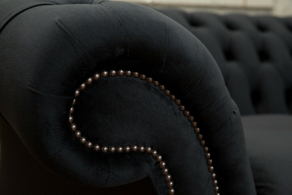 Chesterfield Original Bank JVMöbel Textiele Banken Zetels Stof Grijs 185cm Bank