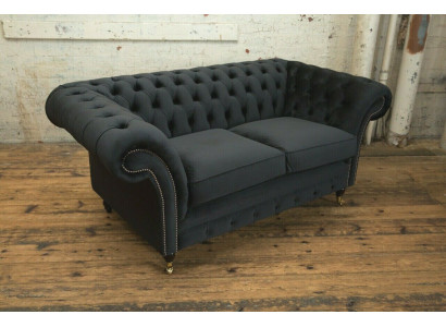 Chesterfield Original Bank JVMöbel Textiele Banken Zetels Stof Grijs 185cm Bank