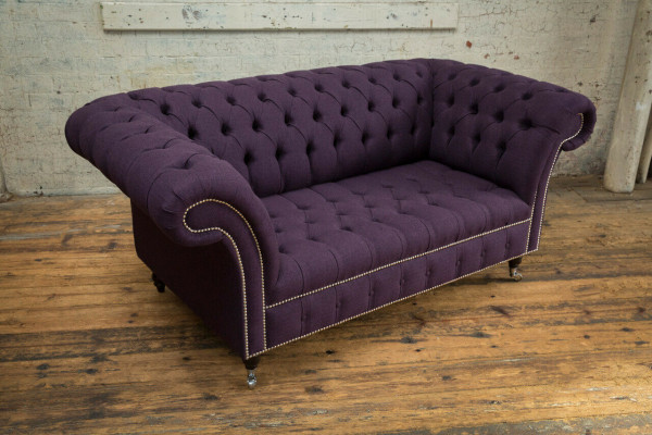 Klassieke Chesterfield bank 3-zits sofa bank fluweel leer paars design bekleding