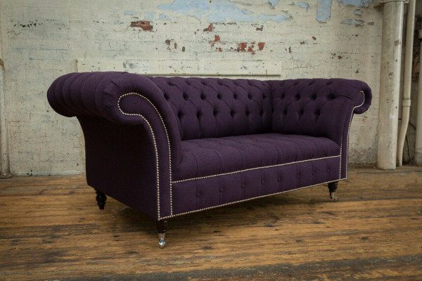 Klassieke Chesterfield bank 3-zits sofa bank fluweel leer paars design bekleding