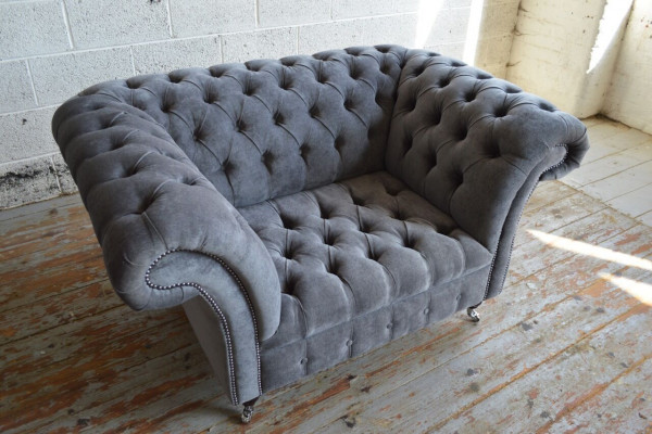 Fauteuil Bank Bekleding Sofa Chesterfield Banken 1,5-zits Eenzitter Grijs Textiel