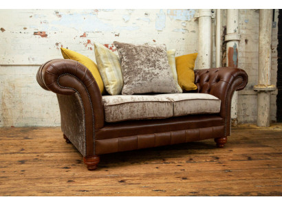 Chesterfield 2-zitsbank Lederen sofa Bankstel Bekleding Zithoek Tweezits Nieuw