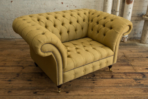 Fauteuil Bank Bekleding Sofa Textiel Chesterfield Banken 1,5-Zits Eenzitter Geel