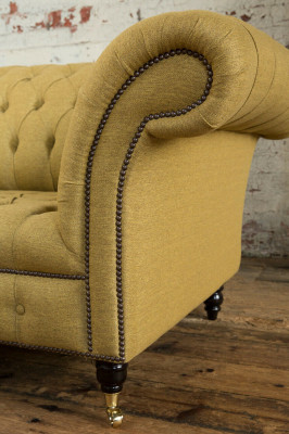 Fauteuil Bank Bekleding Sofa Textiel Chesterfield Banken 1,5-Zits Eenzitter Geel