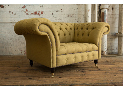 Fauteuil Bank Bekleding Sofa Textiel Chesterfield Banken 1,5-Zits Eenzitter Geel