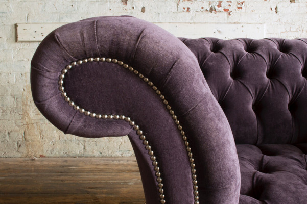 Chesterfield fauteuil bankbekleding sofa banken 1,5 zits eenzitter paars textiel