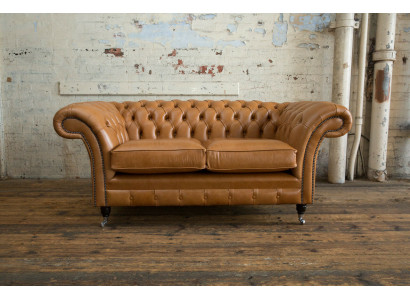 Chesterfield Design Luxus Gestoffeerde Sofa Bankstel Zitcombinatie Leer Textiel Bruin