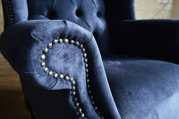 Blauwe oorfauteuil Chesterfield Sofa Couch Bekleding 1-Zits Fauteuil Banken Textiel