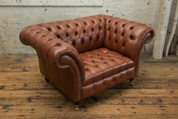 Chesterfield fauteuil televisie bank 1-zits sofa stof bekleed nieuw textiel banken
