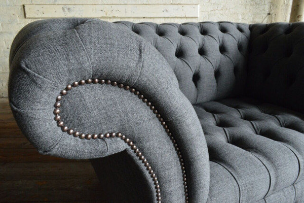Chesterfield Design Stofbank Fauteuil 1,5-zits Beklede Sofa's Lounge Nieuw Club