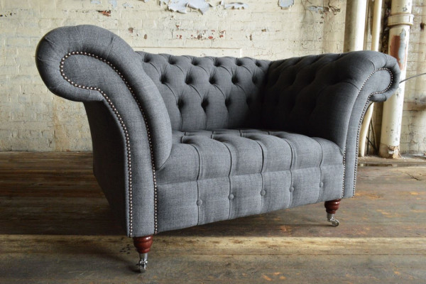Chesterfield Design Stofbank Fauteuil 1,5-zits Beklede Sofa's Lounge Nieuw Club