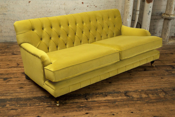 Chesterfield 3-zits design sofa bank gestoffeerde banken textiel drierzitter