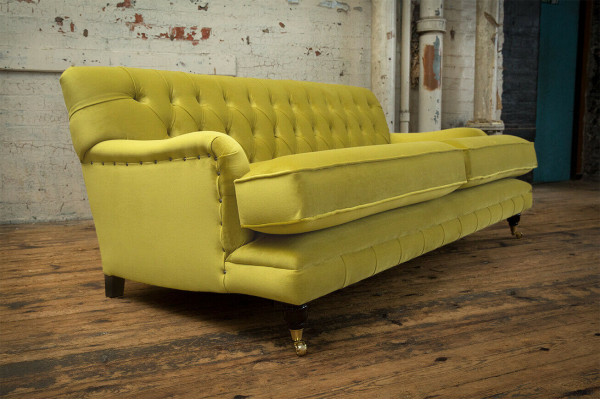 Chesterfield 3-zits design sofa bank gestoffeerde banken textiel drierzitter