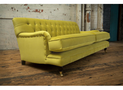 Chesterfield 3-zits design sofa bank gestoffeerde banken textiel drierzitter