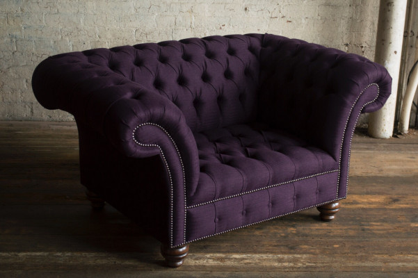 Fauteuil Chesterfield Design Stoffen Bank 1,5-zits Beklede Sofa's Lounge Fluweel Paars