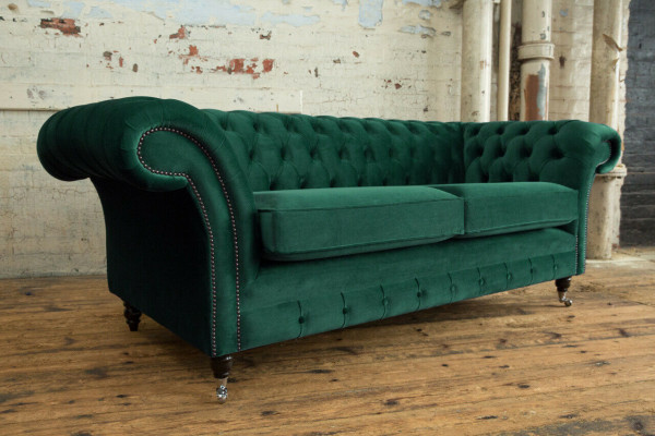 Chesterfield Bank 3-Zits Bekleding Textiel Stof Leren Banken Sofa's Bankstel
