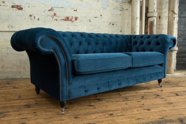 Chesterfield Bank 3-Zits Bekleding Textiel Stof Leren Banken Sofa's Bankstel