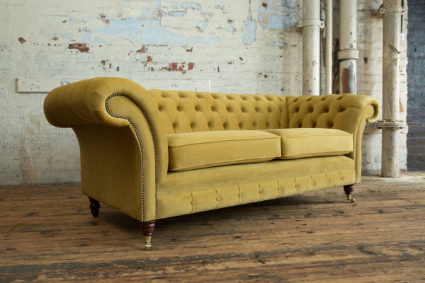 Chesterfield Bank 3-Zits Bekleding Textiel Stof Leren Banken Sofa's Bankstel