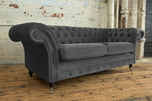 Chesterfield Bank 3-Zits Bekleding Textiel Stof Leren Banken Sofa's Bankstel