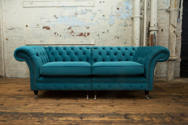 Sofa's Chesterfield 3-zitsbank Bekleding Zit Textiel Stof Leer Banken Turkoois