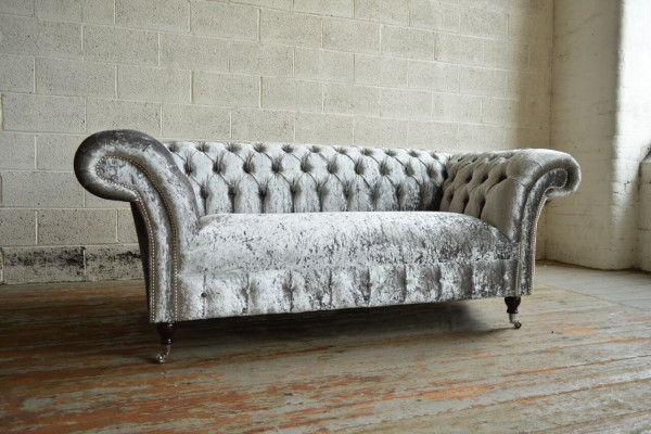 Chesterfield 2-zits bank gestoffeerde sofa design banken zit fluweel textiel nieuw