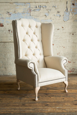 Chesterfield oorfauteuil Eenzitter Sofa Couch bekleding fluweel leer stof relax nieuw
