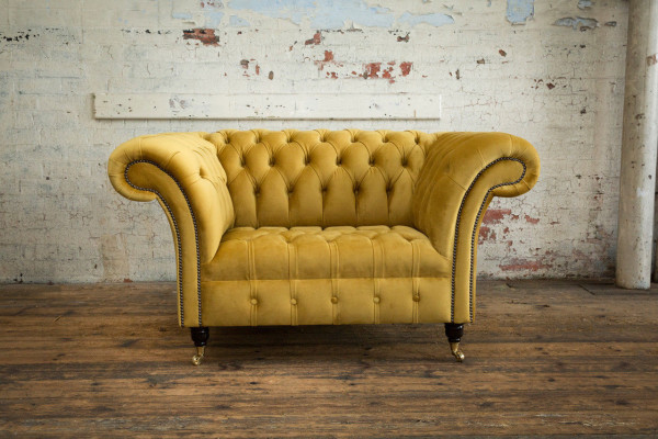 Fauteuil Chesterfield Zitting Textiel Stof Kunstleer Leder Bank Bekleding Eénzitter