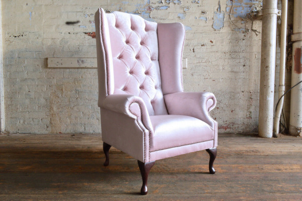 Chesterfield oorfauteuil eenzitter sofa bank relax bekleding fluweel leer stof nieuw
