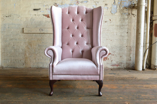 Chesterfield oorfauteuil eenzitter sofa bank relax bekleding fluweel leer stof nieuw