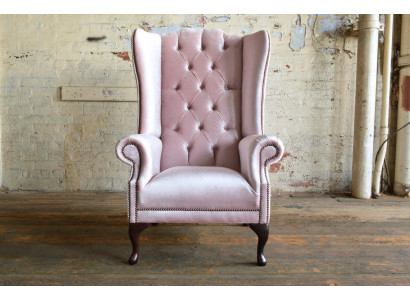 Chesterfield oorfauteuil eenzitter sofa bank relax bekleding fluweel leer stof nieuw