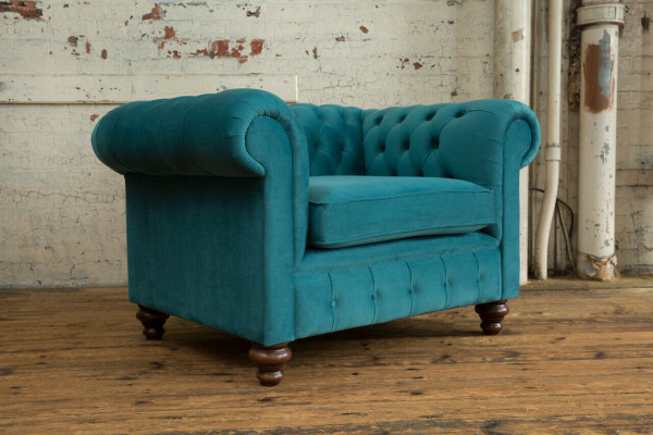Fauteuil eenzitter Chesterfield textielbank sofa bankstel stoffering stoffen banken nieuw