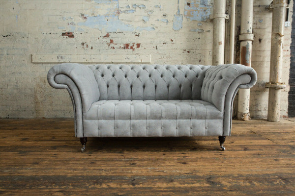 Sofa Chesterfield 2-zitsbank Bank Bekleding Zit Textiel Stof Fluweel Banken Sofas