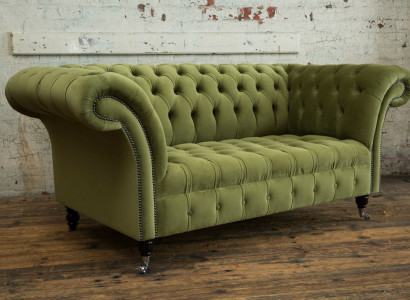 Chesterfield Bank 2-zits Bekleding Zitting Textiel Stof Leder Banken Sofas Sofa