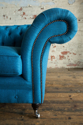 Blauwe Sofa Bank Bekleding Chesterfield Zitmeubilair Textiel Stof Leer Banken Nieuw