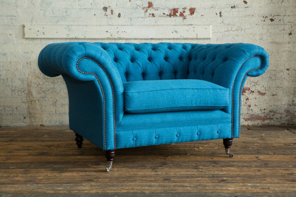 Blauwe Sofa Bank Bekleding Chesterfield Zitmeubilair Textiel Stof Leer Banken Nieuw