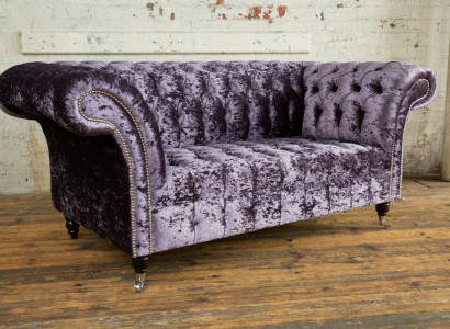 Chesterfield gestoffeerde bank stoffen banken sofa zitmeubel rugleuning nieuw 2-zitsbank