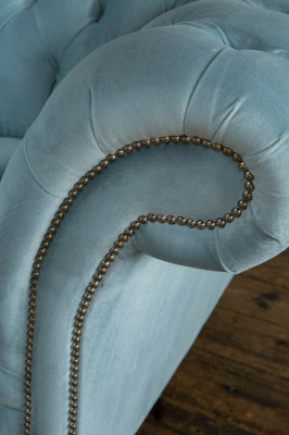 Chesterfield Design Stof Bankfauteuil 1,5 zitplaatsen Beklede Sofa's Lounge Blauw Fluweel