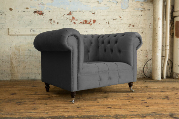 Fauteuil 1 zits Chesterfield Textiel Bekleding Banken Design Luxe Bank Sofa Stof