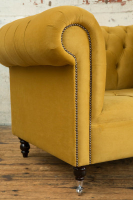 Chesterfield Design Sofa Fauteuil Bankstel Bekleding Luxe Textiel Banken 1-zits #376